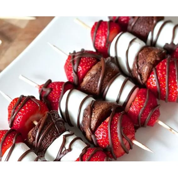 Strawberry Marshmallow and Brownie Kabobs