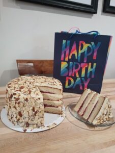 White Almond Raspberry Cake