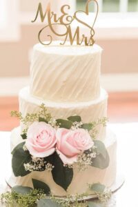 3 tier Wedding Cake with Pink Roses